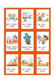 English Worksheet: Irregular Verbs - Cards - Set 4/10