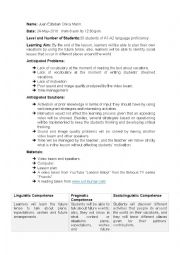 English Worksheet: Lesson plan - Vacations 4 skills