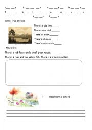 English Worksheet: Outdoors vocabulary-There is There are