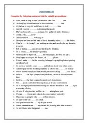 English Worksheet: prepositions