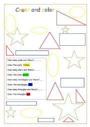 English Worksheet: Count and color the shapes