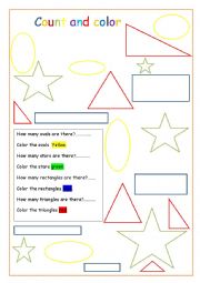 English Worksheet: Count and color the shapes