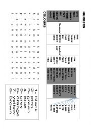 English Worksheet: NUMBERS AND COLOURS