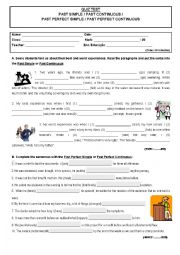 English Worksheet: Past Simple vs. Past Continuous & Past Perfect vs. Past Perfect Continuous (Quiz Test)