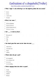 Confessions of a shopaholic worksheet