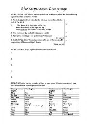 English Worksheet: Shakespearean Language