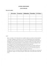 English Worksheet: Audreys school timetable (listening)