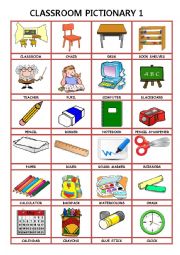 English Worksheet: Classroom pictionary 1