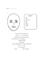 English Worksheet: I Love My Hair - 3rd/4th Grade