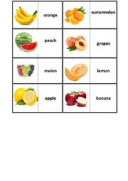 English Worksheet: Domino Game About Fruit