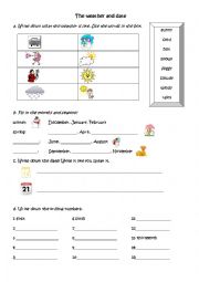 English Worksheet: The weather and date