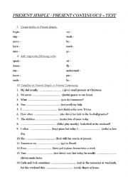 English Worksheet: Present Simple . Present Continuous Test