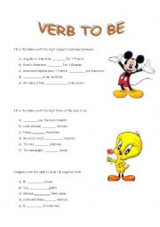 English Worksheet: verb to be