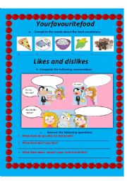 English Worksheet: Comics about Likes and Dislikes + food