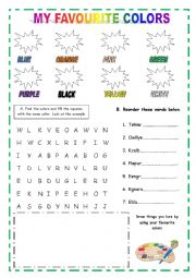 English Worksheet: My favourite colors