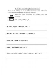 English Worksheet: At the Store Unscrambling Sentences Worksheet