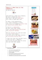 English Worksheet: A NEW COOK (a poem)
