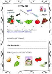 English Worksheet: Peppa Pig lunch