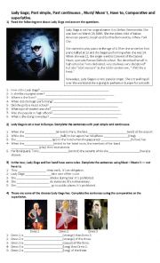 Lady Gaga Worksheet