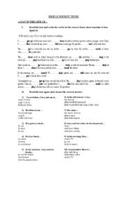 English Worksheet: A DAY IN THE LIFE OF...