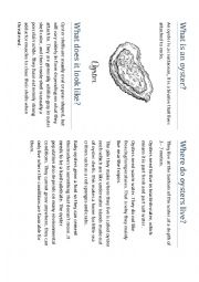English Worksheet: The Oyster project