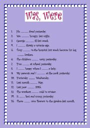 English Worksheet: WAS WERE