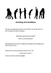 English Worksheet:  greetings  and goodbyes