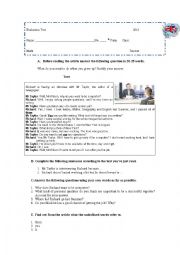 English Worksheet: Test about future career