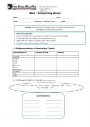 English Worksheet: comparing places test
