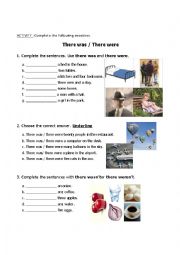 English Worksheet: There was - There were