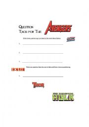 English Worksheet: Avengers Question Tag
