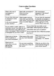 English Worksheet: Conversation questions about news