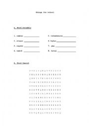 English Worksheet: Things for school