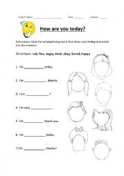 English Worksheet: How are you?