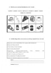 English Worksheet: TEST - CONTAINERS, COUNTABLE AND UNCOUNTABLE, DIALOGUE AT A RESTAURANT, QUANTIFIERS