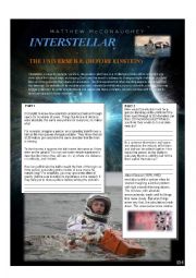English Worksheet: interstellar after watching activity