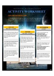 English Worksheet: interstellar after watching activity