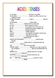 English Worksheet: mixed tenses