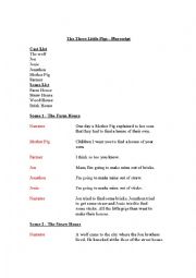 English Worksheet: The Three Little Pigs Play