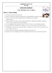 English Worksheet: Four Weddings and a Funeral- Questions from chapters 1-4