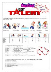 English Worksheet: Can-Cant for ability
