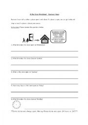 At the Store Worksheet - Business Hours