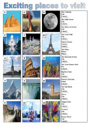 English Worksheet: Places to visit