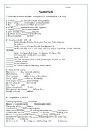 English Worksheet: Prepositions