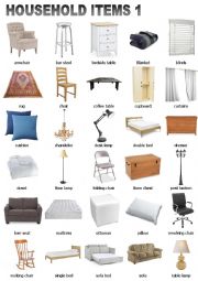 English Worksheet: Household Items 1