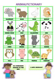 English Worksheet: ANIMAL PICTIONARY