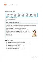 English Worksheet: I HAD a wonderful vacation E-MAIL