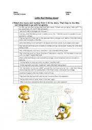 English Worksheet: The little red riding hood