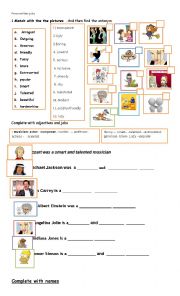 English Worksheet: personalty and jobs