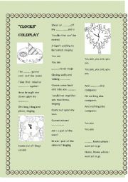 English Worksheet: SONG CLOCKS: COLDPALAY